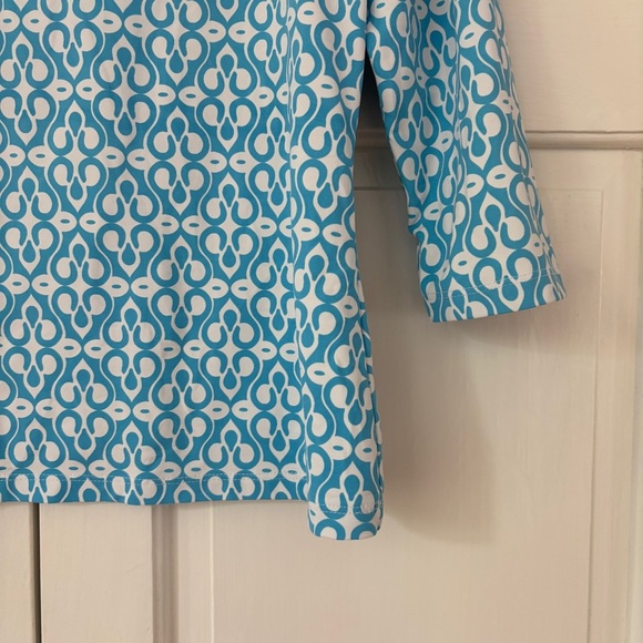 J. McLaughlin Catalina Cloth Shirt Signature Tee Blue Patterned Top‎ Size Small - Picture 5 of 10